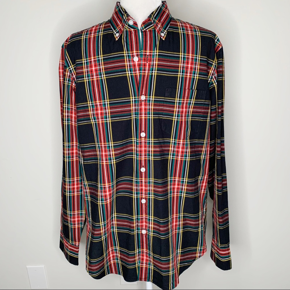 J. Crew Tartan Plaid Slim Flex Casual Button Down Flex Washed Shirt Size M